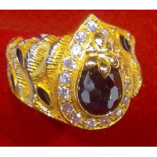 Gold Ring Stairs Black Stone 21K 8.6g خاتم ذهب مدرج حجر اسود